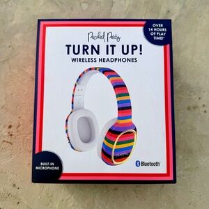 NWT Packed Party Wireless Headphones with Colorful Stripes